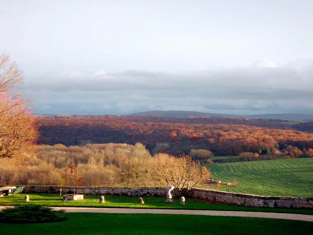 Autumn view across Burgundy from the château