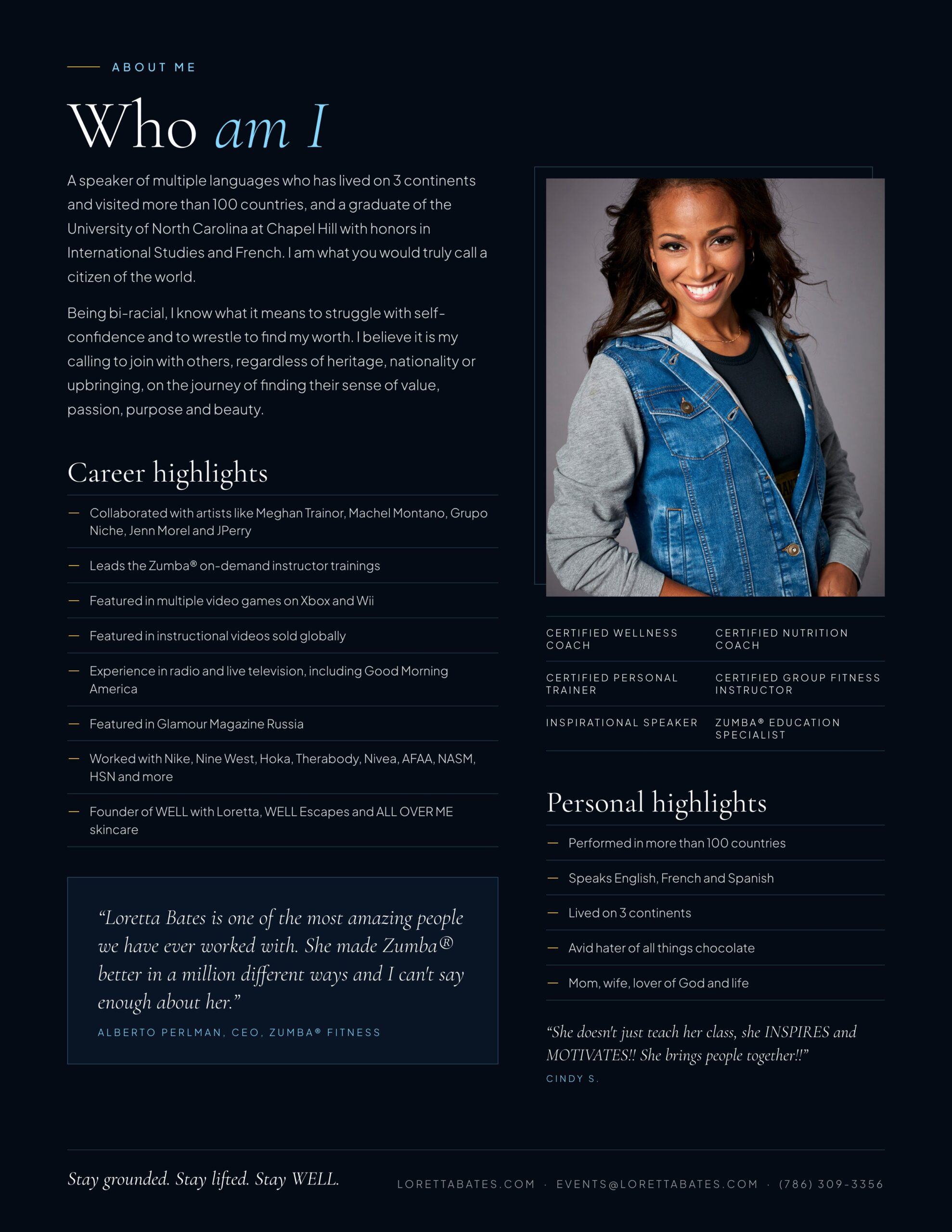 Loretta Bates media kit, page 2