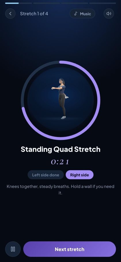 Guided stretch in the WELL with Loretta app